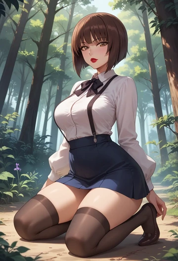 girls_und_panzer,nishizumi_maho,secretary,stockings  - AI generated anime art