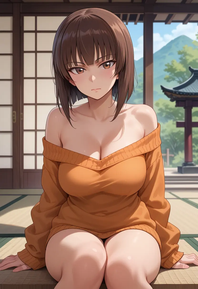 girls_und_panzer,nishizumi_maho,orange,sweater  - 