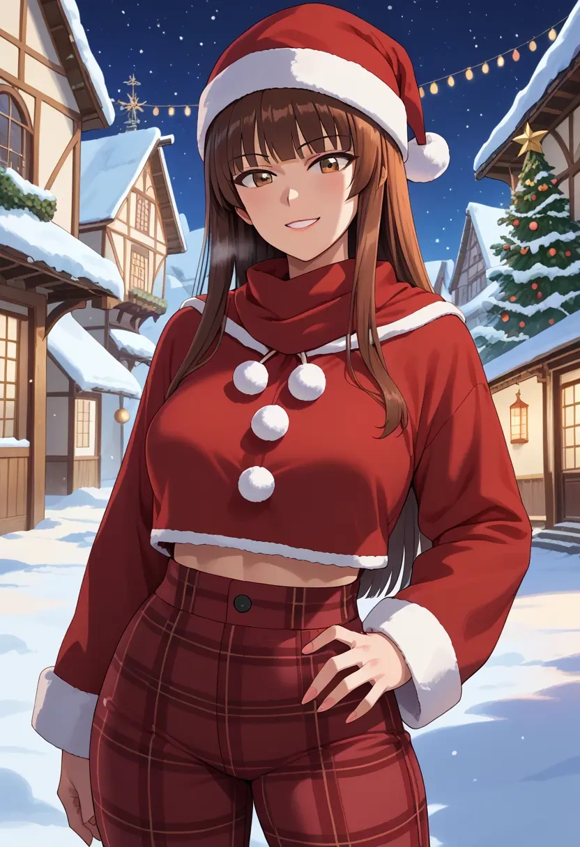 girls_und_panzer,nishizumi_miho,Christmas,plaid trousers  - 