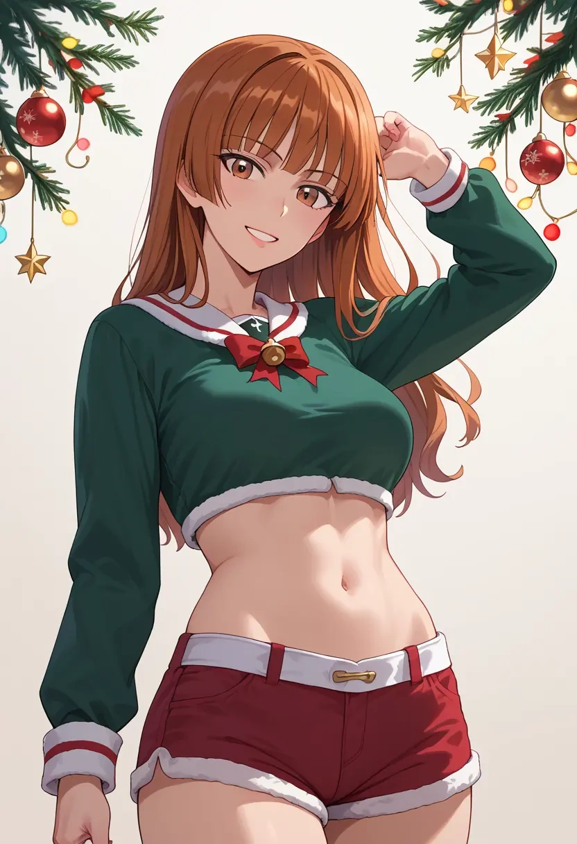 girls_und_panzer,nishizumi_miho,Christmas,red velvet shorts  - 