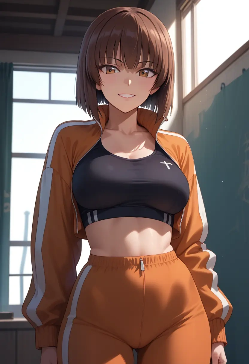 girls_und_panzer,nishizumi_miho,athletic,track suit  - 