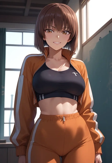 girls_und_panzer,nishizumi_miho,athletic,track suit  - AI generated anime art