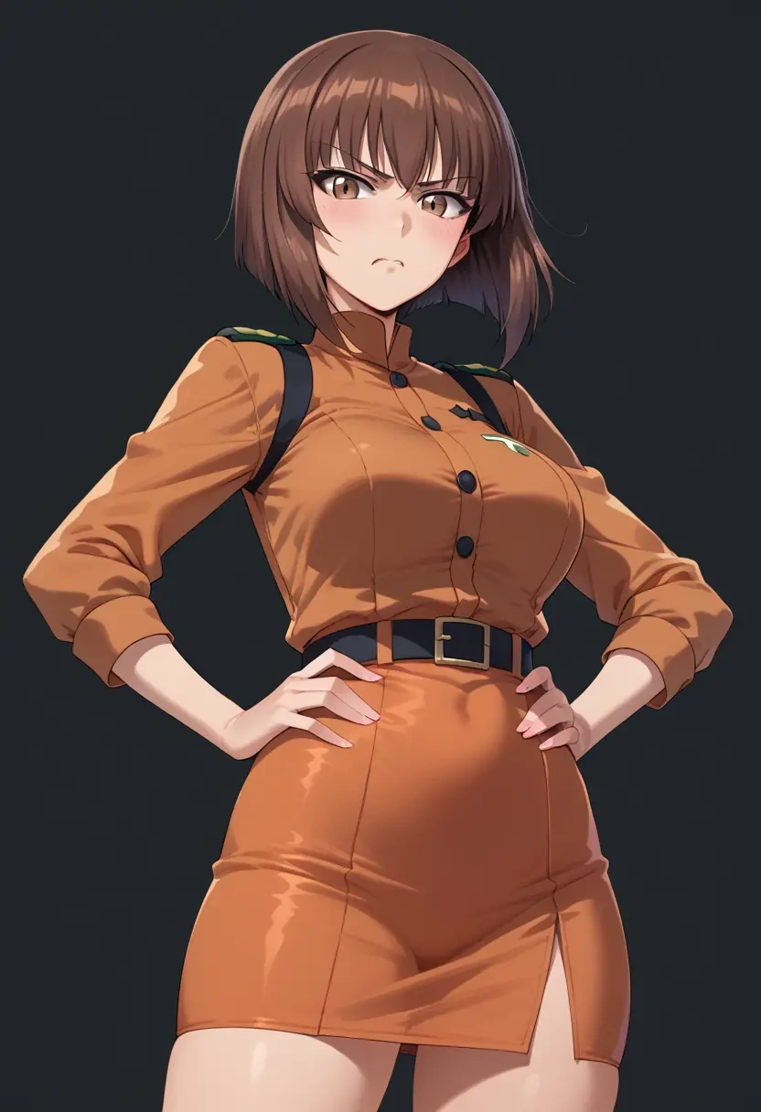 girls_und_panzer,nishizumi_miho,bodysuit,mesh,high-waisted skirt  - 