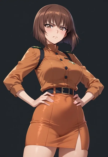 girls_und_panzer,nishizumi_miho,bodysuit,mesh,high-waisted skirt  - AI generated anime art