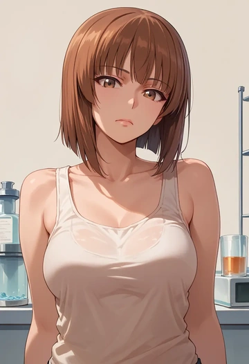 girls_und_panzer,nishizumi_miho,tank top,drawstring pants  - AI generated anime art