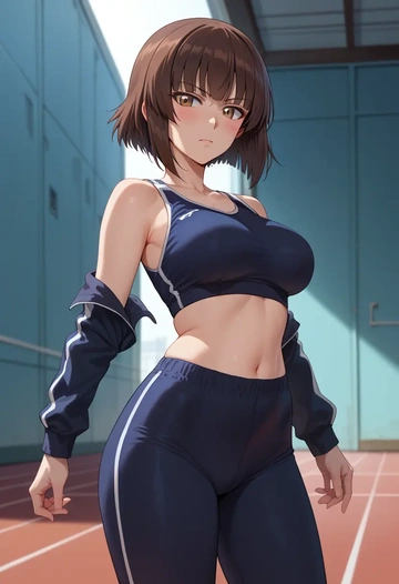 girls_und_panzer,nishizumi_shiho,athletic,track suit  - AI generated anime art