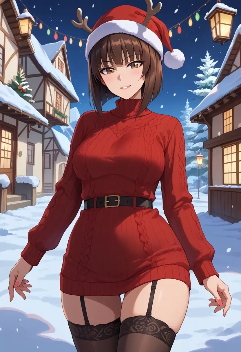 girls_und_panzer,nishizumi_shiho,sweater,stockings,Thigh garters  - 