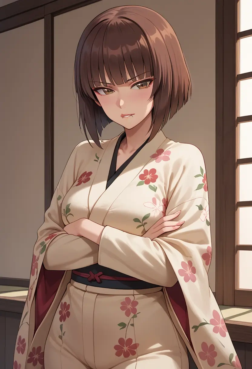 girls_und_panzer,nishizumi_shiho,kimono,silk,wide-leg trousers  - 