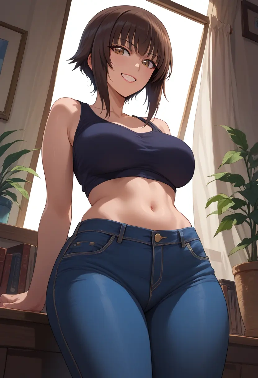 girls_und_panzer,nishizumi_shiho,crop top  - 