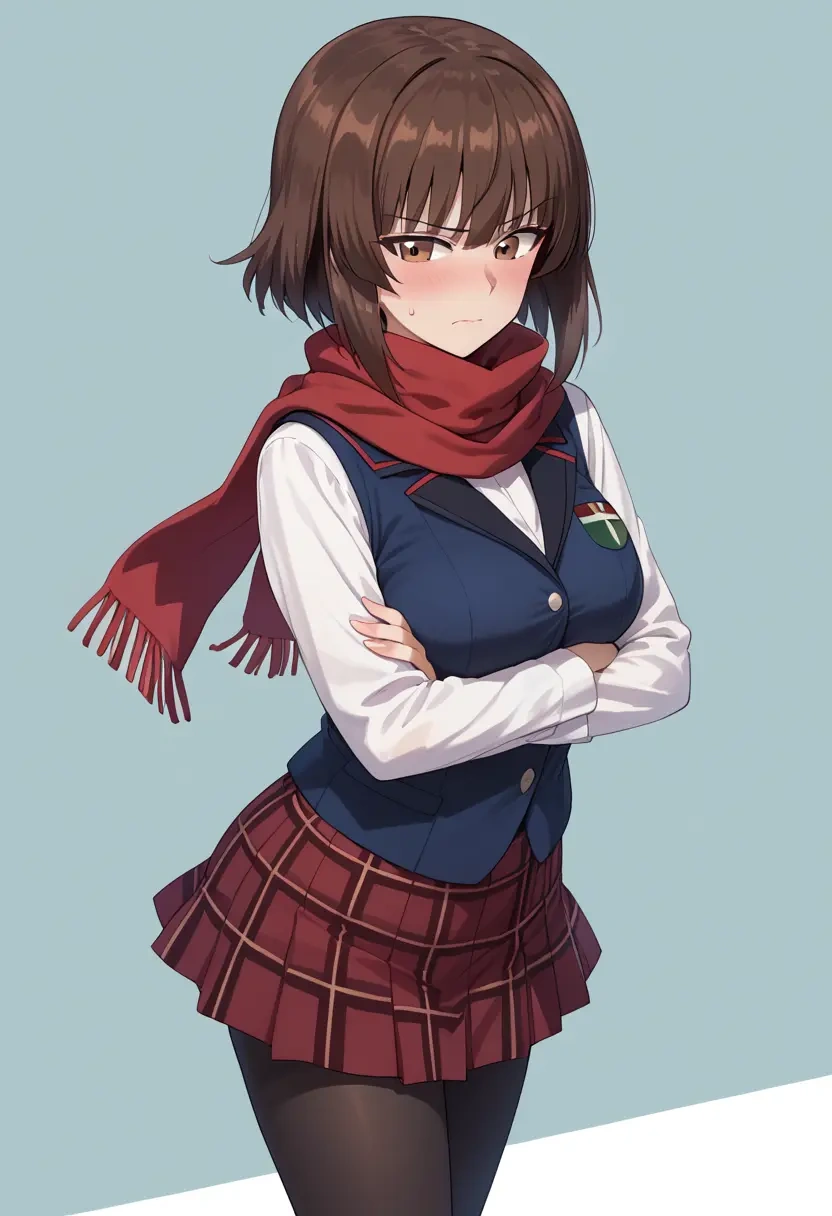 girls_und_panzer,nishizumi_shiho,winter,student uniform,vest  - 