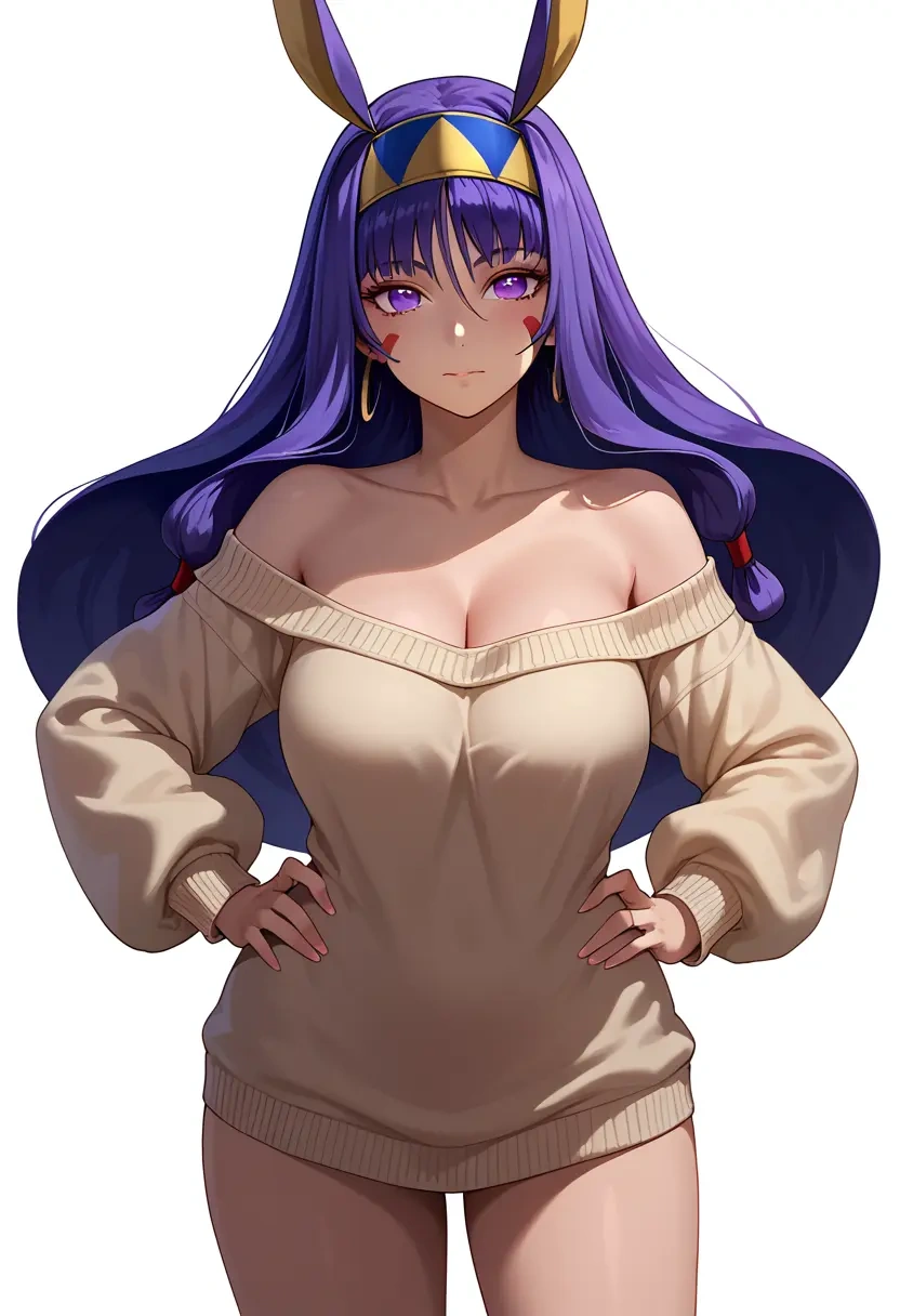 fate_(series),nitocris_(fate),Hands on hips,off-shoulder,sweater  - 