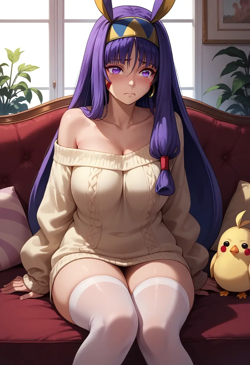 fate_(series),nitocris_(fate),Pouting ,Teary-eyed,off-shoulder,sweater  - 