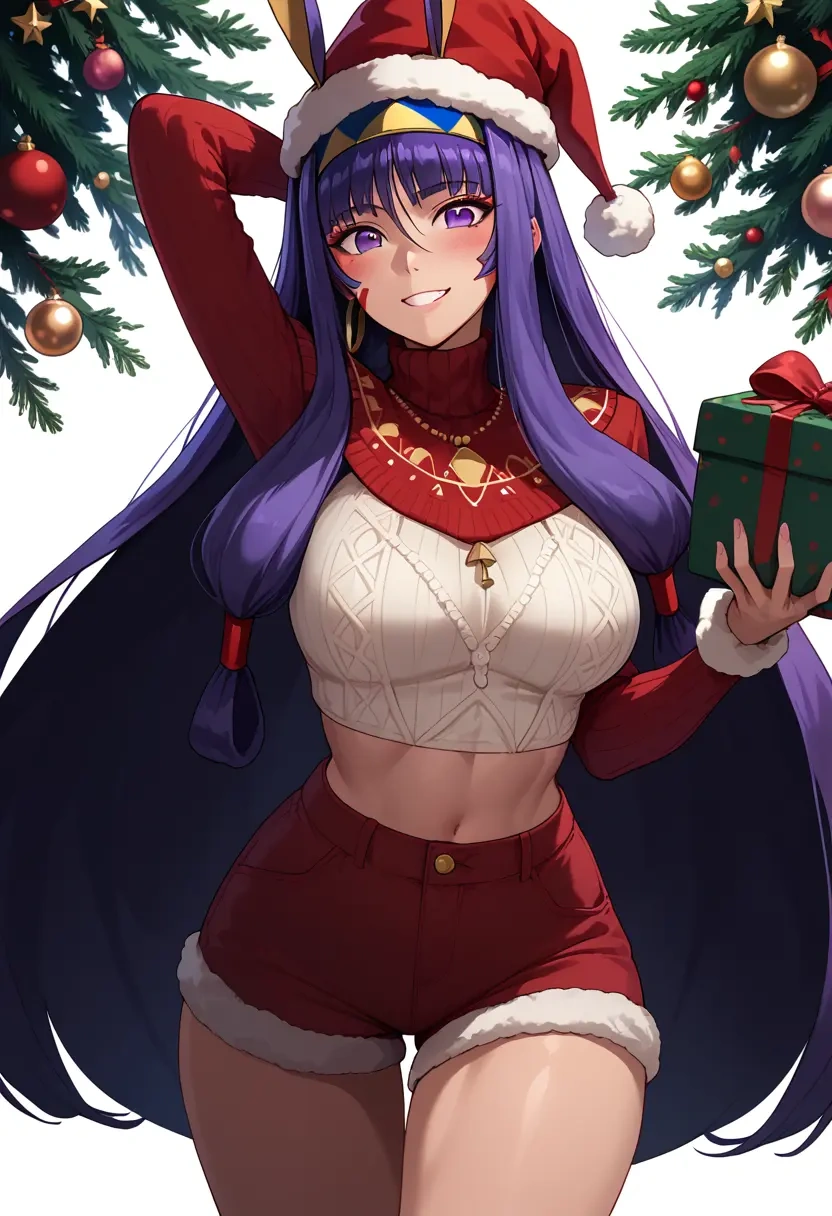 fate_(series),nitocris_(fate),Christmas,red velvet shorts,turtleneck sweater  - 