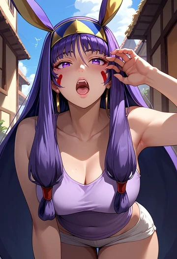 fate_(series),nitocris_(fate),tank top,mesh,cycling shorts  - AI generated anime art