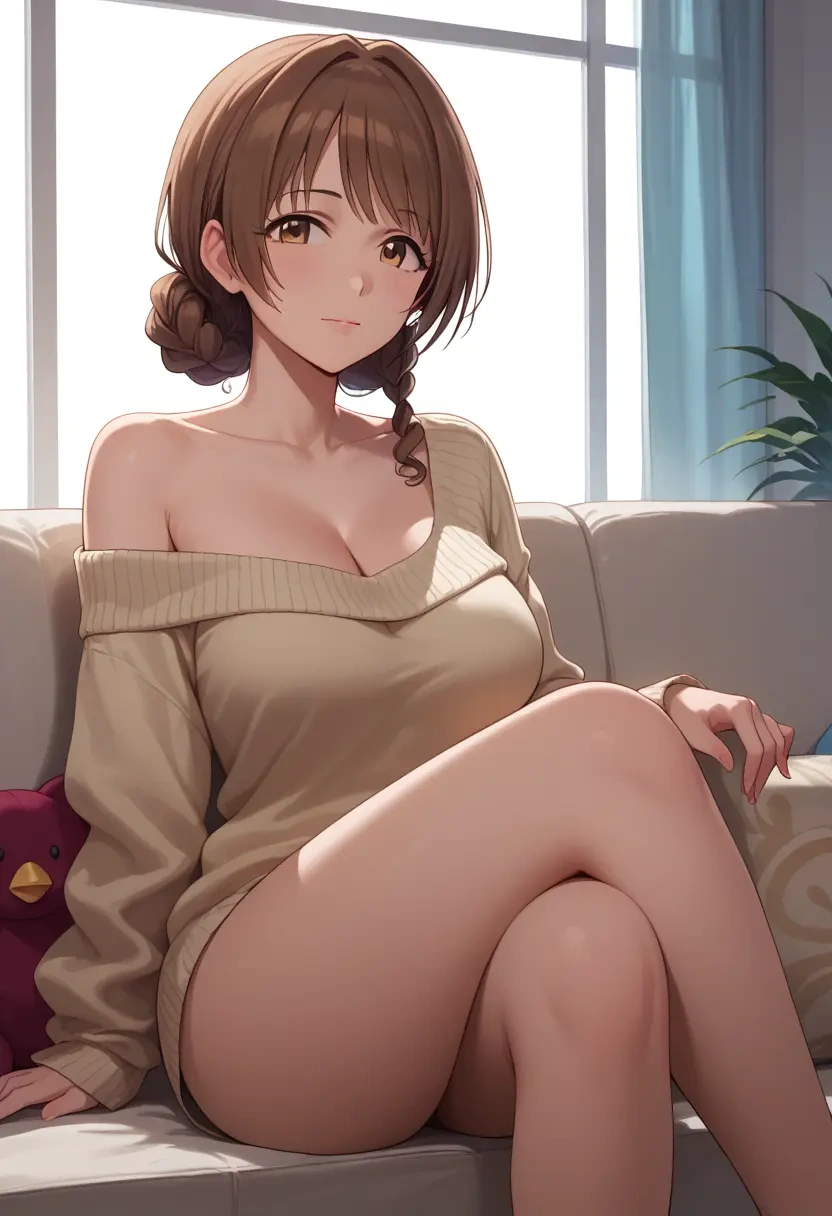 idolmaster,nitta_minami,off-shoulder,sweater  - 