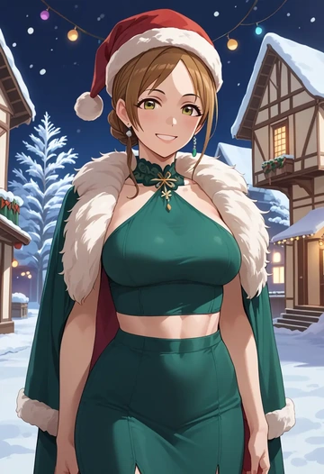 idolmaster,nitta_minami,Christmas,dress  - AI generated anime art