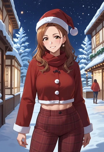 idolmaster,nitta_minami,Christmas,plaid trousers  - AI generated anime art