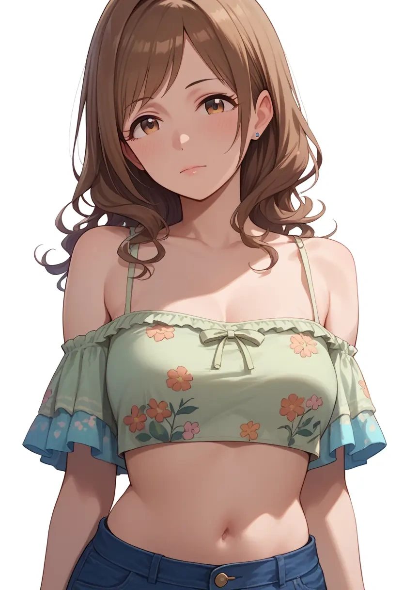 idolmaster,nitta_minami,off-shoulder top,dolphin shorts  - 