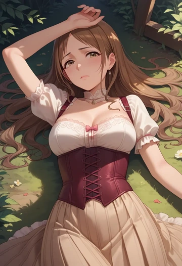 idolmaster,nitta_minami,corset,bustier,long tulle skirt  - AI generated anime art