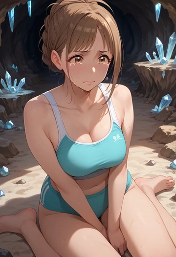 idolmaster,nitta_minami,tankini top,board shorts  - AI generated anime art