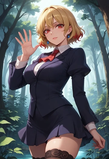 touhou,niwatari_kutaka,secretary, stockings  - AI generated anime art