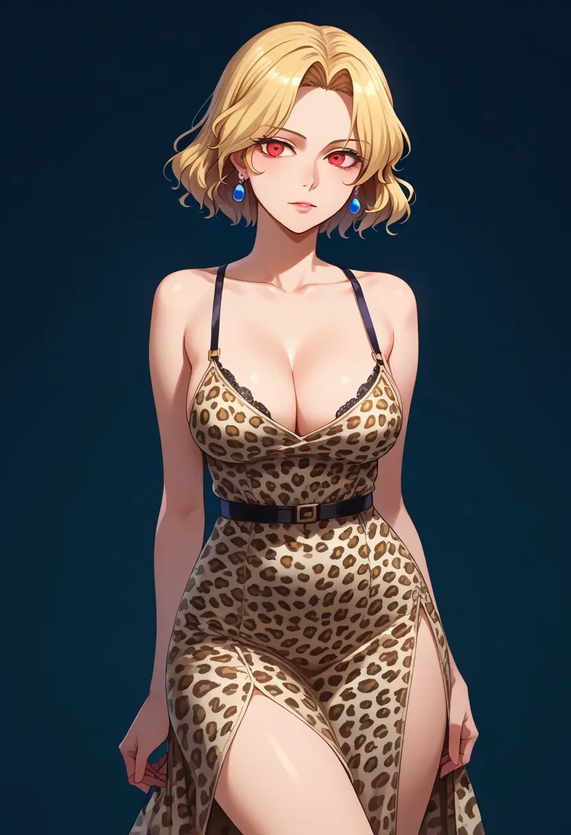 touhou,niwatari_kutaka,leopard print,silk slip dress  - 