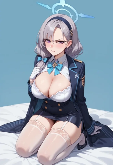 blue_archive,noa_(blue_archive),mini skirt, stockings  - AI generated anime art