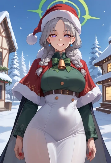 blue_archive,noa_(blue_archive),Christmas,dress  - AI generated anime art