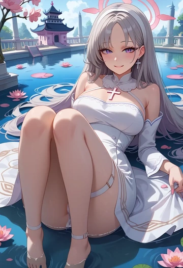 blue_archive,noa_(blue_archive),silk slip dress  - AI generated anime art