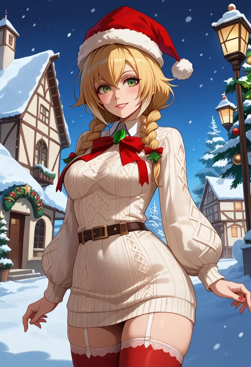 blazblue,noel_vermillion,Christmas,sweater dress,stockings  - 