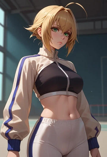 blazblue,noel_vermillion,athletic,track suit  - AI generated anime art