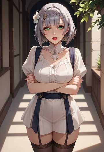 genshin impact,noelle_(genshin_impact),secretary,stockings  - AI generated anime art