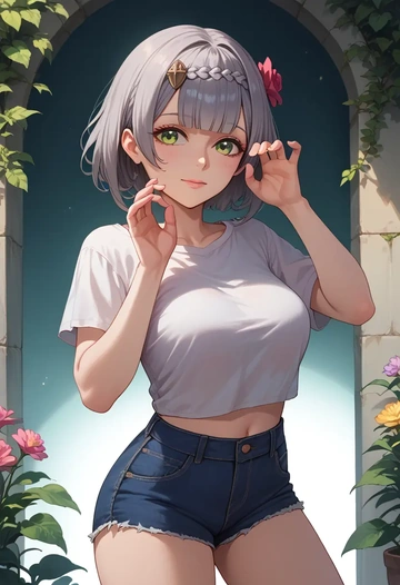 genshin impact,noelle_(genshin_impact),denim shorts  - AI generated anime art