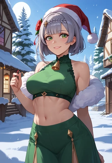 genshin impact,noelle_(genshin_impact),Christmas,dress  - AI generated anime art