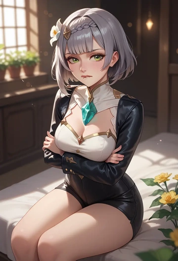 genshin impact,noelle_(genshin_impact),leather,shorts  - AI generated anime art