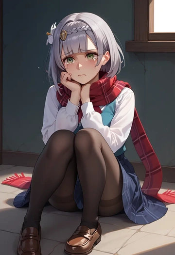 genshin impact,noelle_(genshin_impact),winter,student uniform,vest  - AI generated anime art