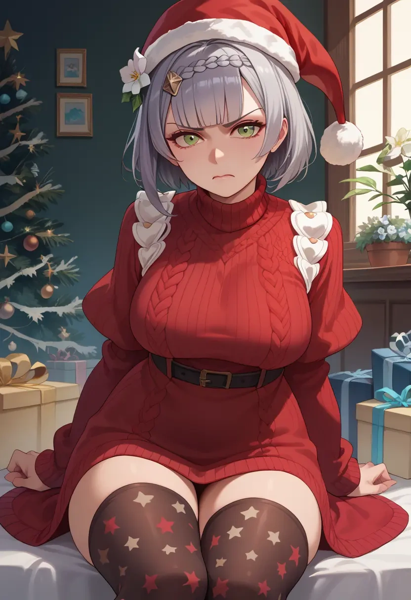 genshin impact,noelle_(genshin_impact),Christmas,sweater dress,stockings  - 