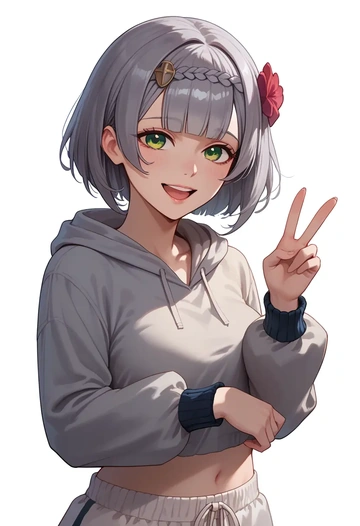 genshin impact,noelle_(genshin_impact),hoodie,cropped,high-waisted joggers  - AI generated anime art