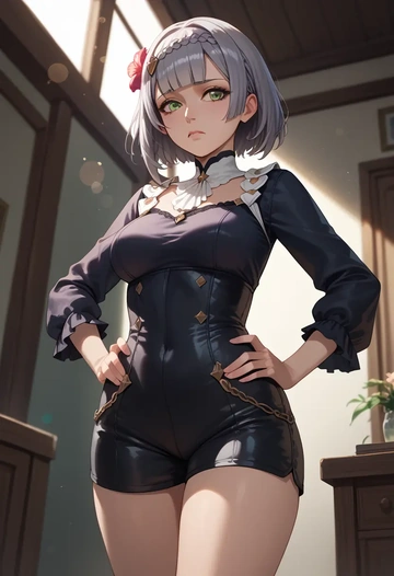 genshin impact,noelle_(genshin_impact),leather,shorts  - AI generated anime art