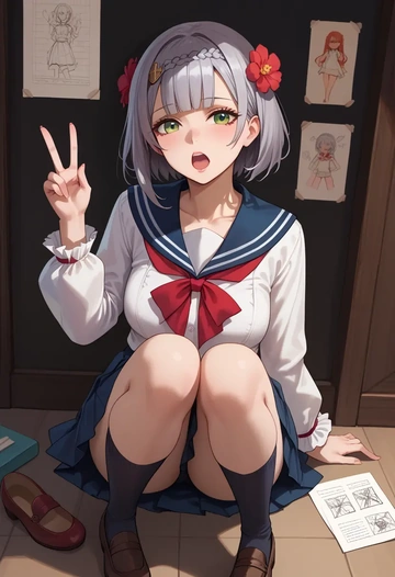 genshin impact,noelle_(genshin_impact),sailor, uniform  - AI generated anime art