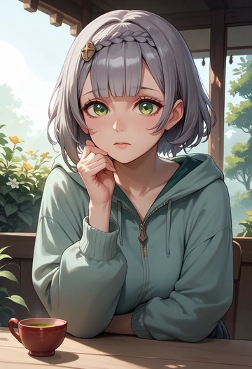 genshin impact,noelle_(genshin_impact),crop hoodie,shorts  - AI generated anime art