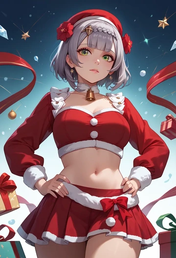 genshin impact,noelle_(genshin_impact),Christmas,skirt  - AI generated anime art