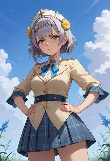 genshin impact,noelle_(genshin_impact),spring,student uniform,blazer  - AI generated anime art