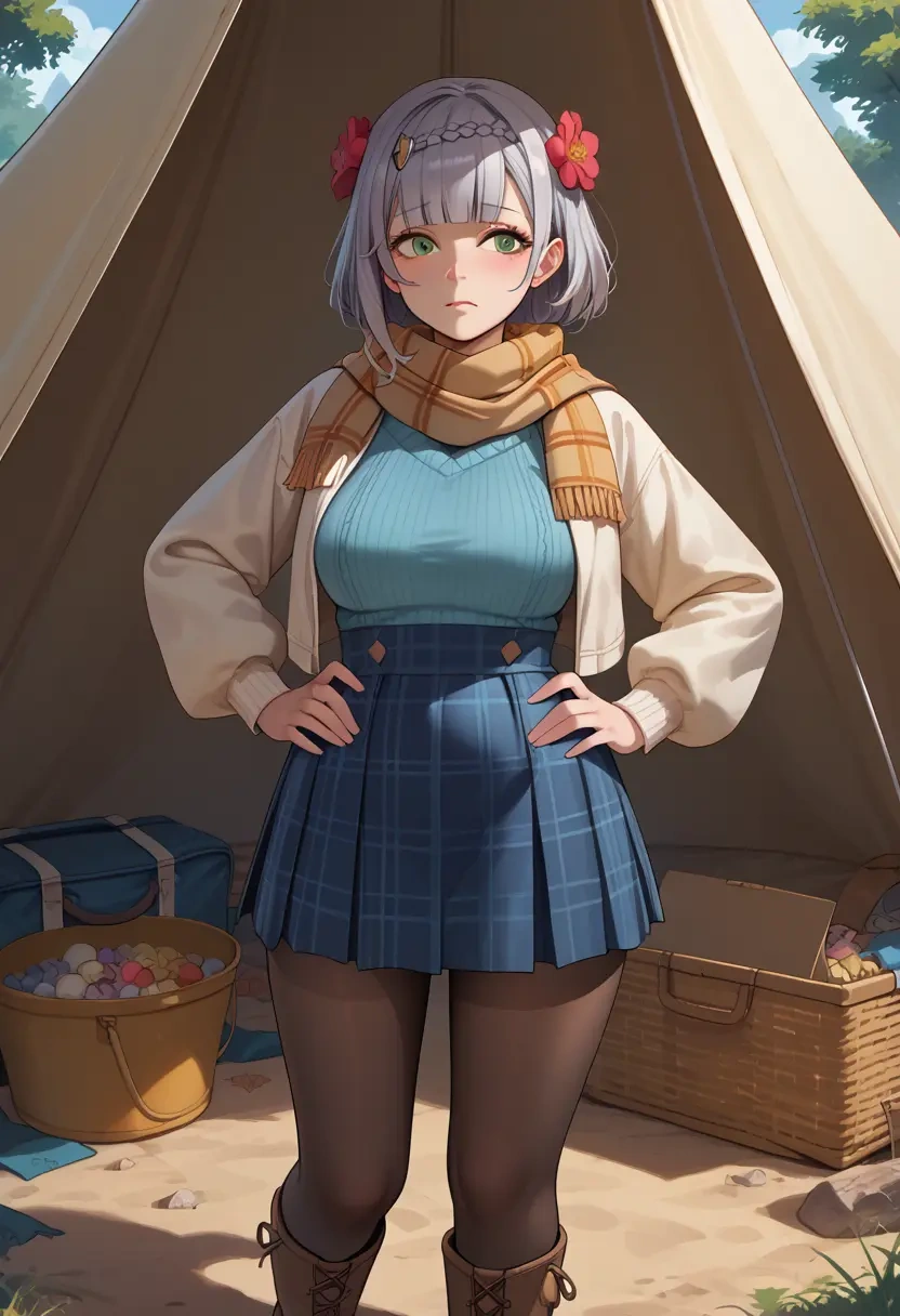 genshin impact,noelle_(genshin_impact),winter,student uniform,down jacket  - 