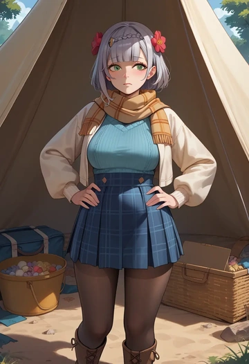 genshin impact,noelle_(genshin_impact),winter,student uniform,down jacket  - AI generated anime art