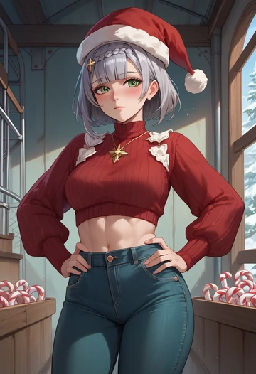 genshin impact,noelle_(genshin_impact),Christmas  - AI generated anime art