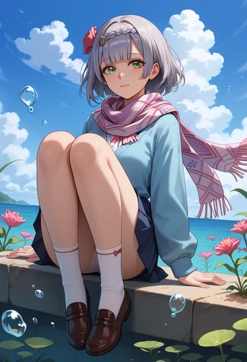 genshin impact,noelle_(genshin_impact),spring,student uniform,cardigan  - AI generated anime art