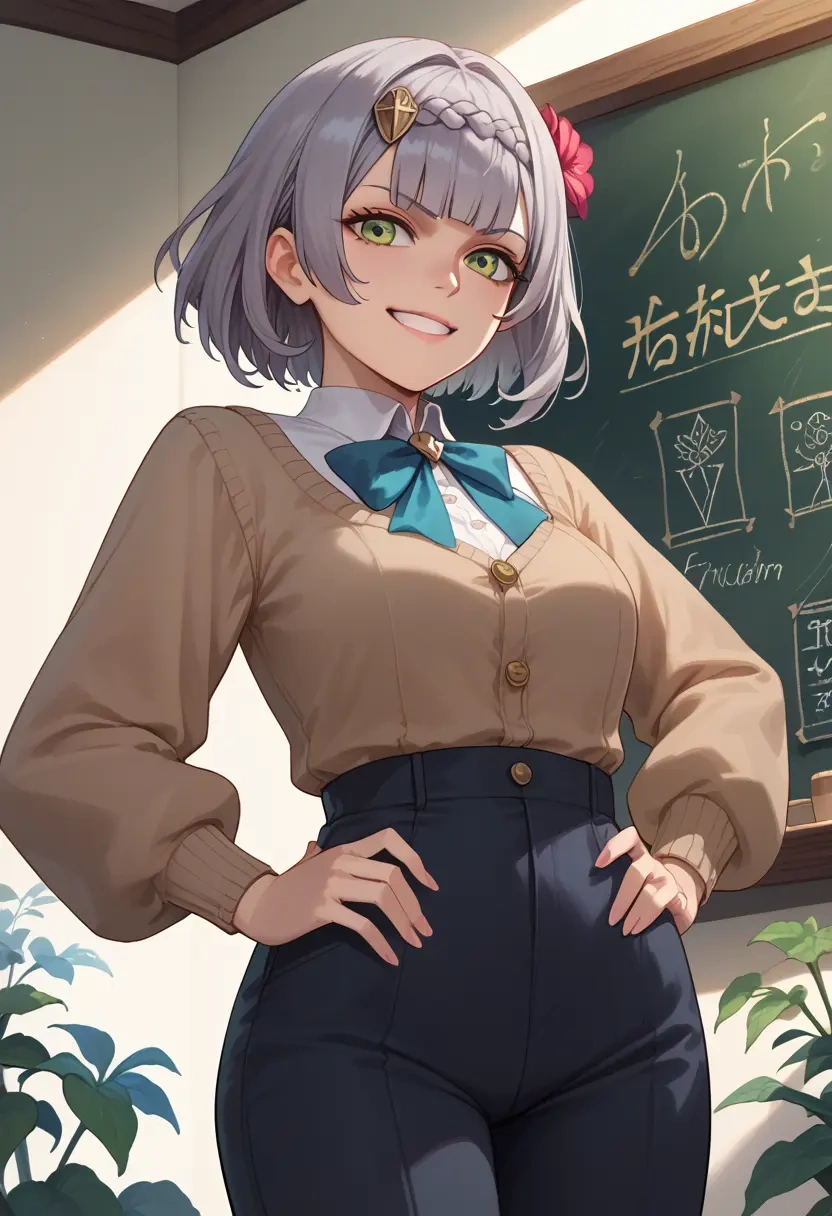 genshin impact,noelle_(genshin_impact),teacher, sweater  - 