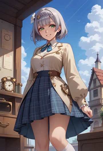 genshin impact,noelle_(genshin_impact),spring,student uniform,blazer  - AI generated anime art