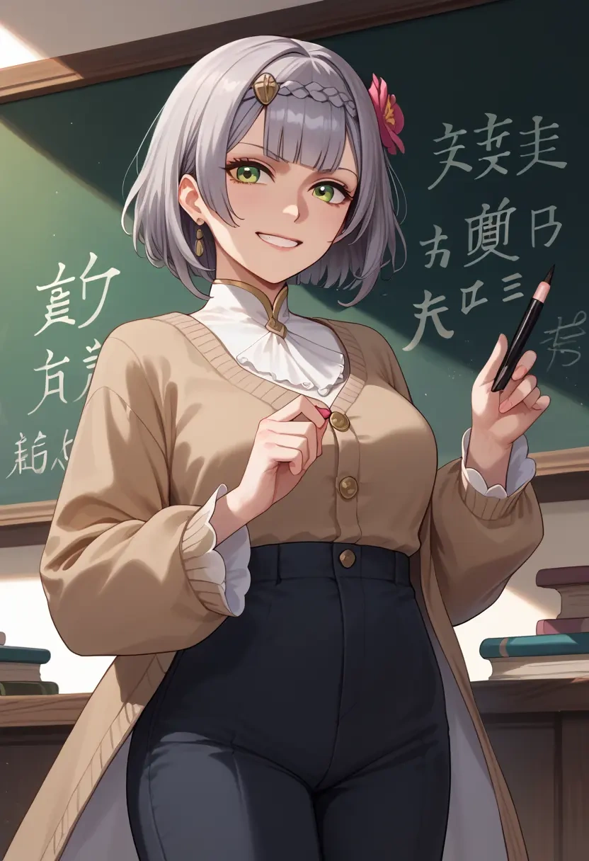 genshin impact,noelle_(genshin_impact),teacher, sweater  - 